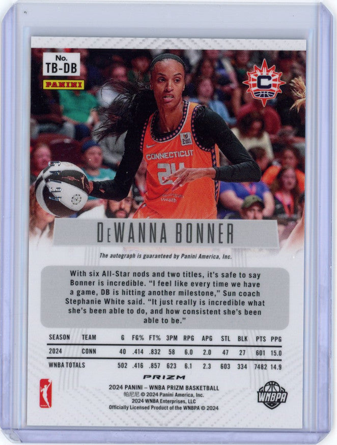 DEWANNA BONNER 2024 Panini WNBA Prizm Purple Throwback Auto /49 Connecticut Sun