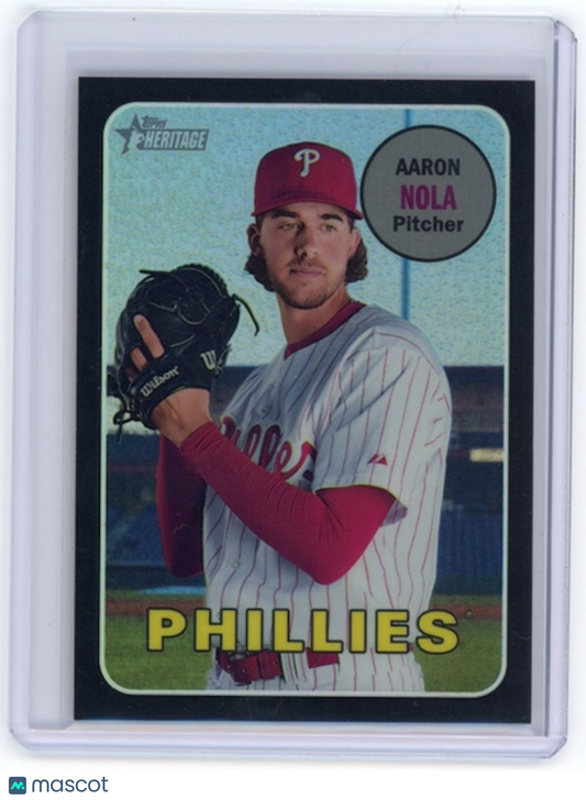 AARON NOLA 2018 Topps Heritage Chrome Black Refractor /69 Phillies #THC-188