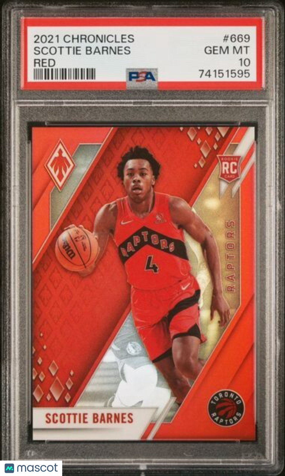 Scottie Barnes 2021-22 Panini Chronicles Phoenix Red /149 Rookie PSA 10 Raptors