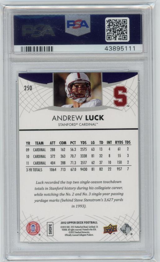 ANDREW LUCK 2012 Upper Deck Rookie Redemption #250 PSA 9 MINT Colts
