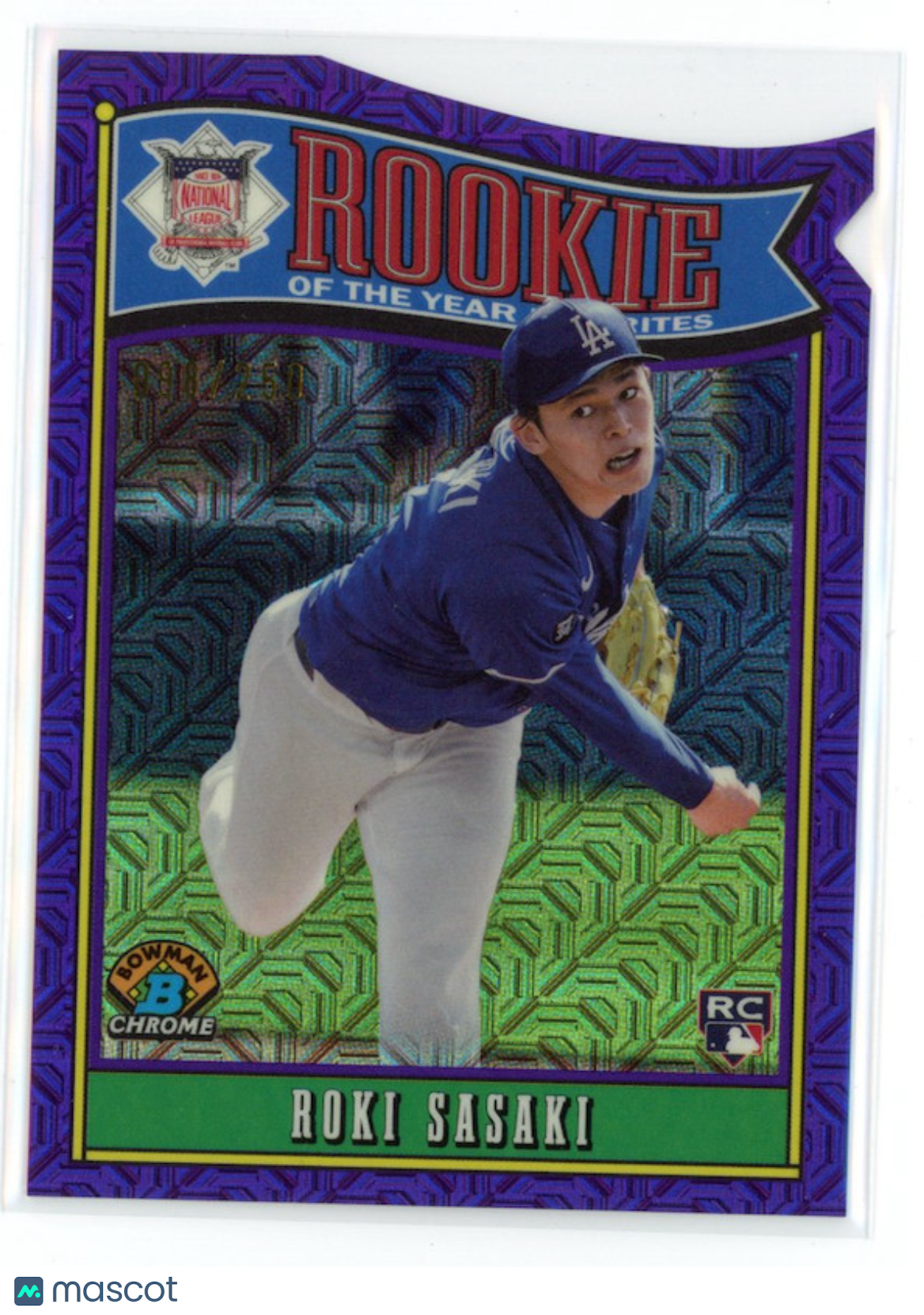 ROKI SASAKI 2025 Bowman Chrome Rookie Purple Mega Refractor /250 Dodgers #ROY-10