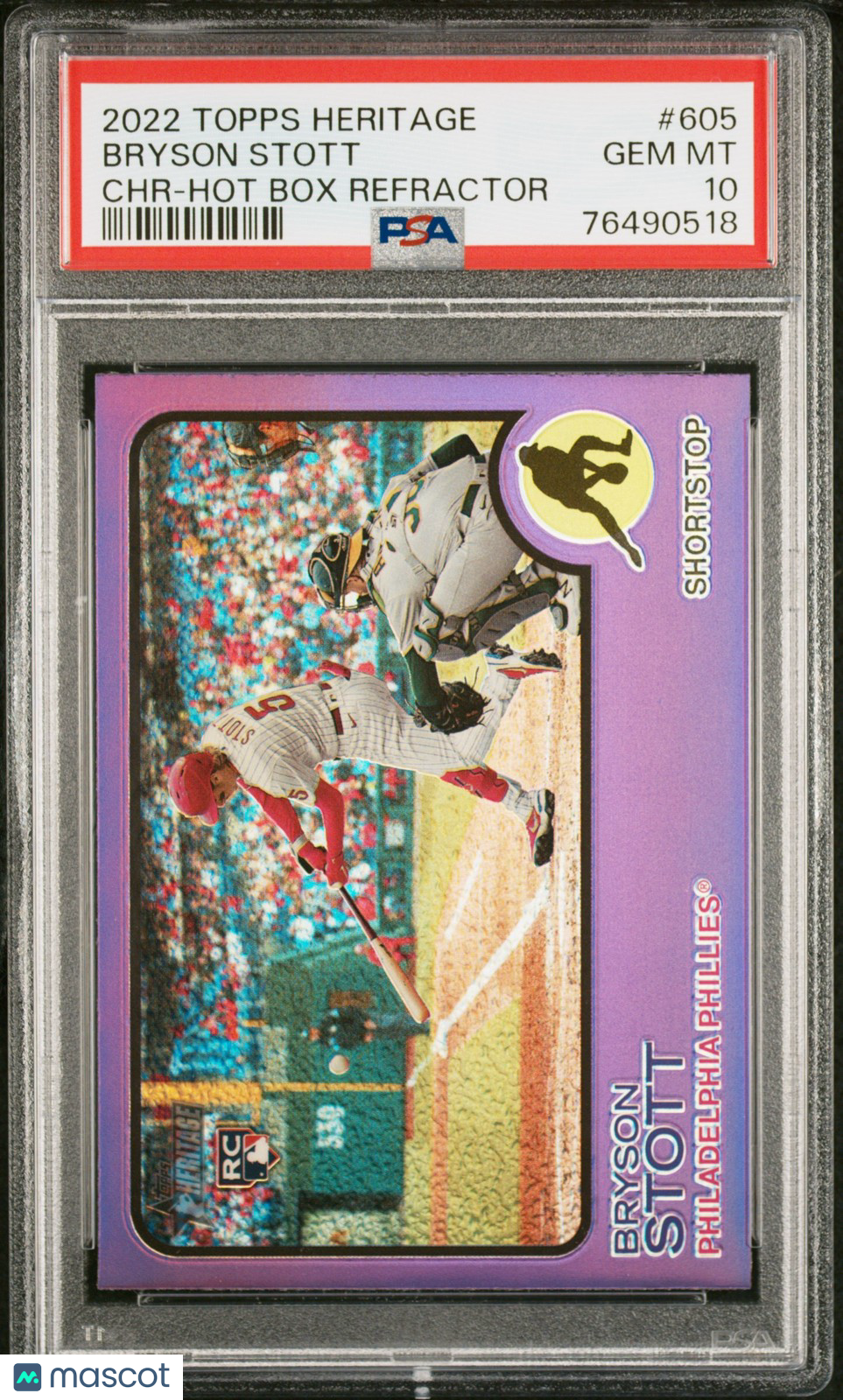BRYSON STOTT 2022 Topps Heritage Chrome Purple Hot Box Refractor Rookie PSA 10