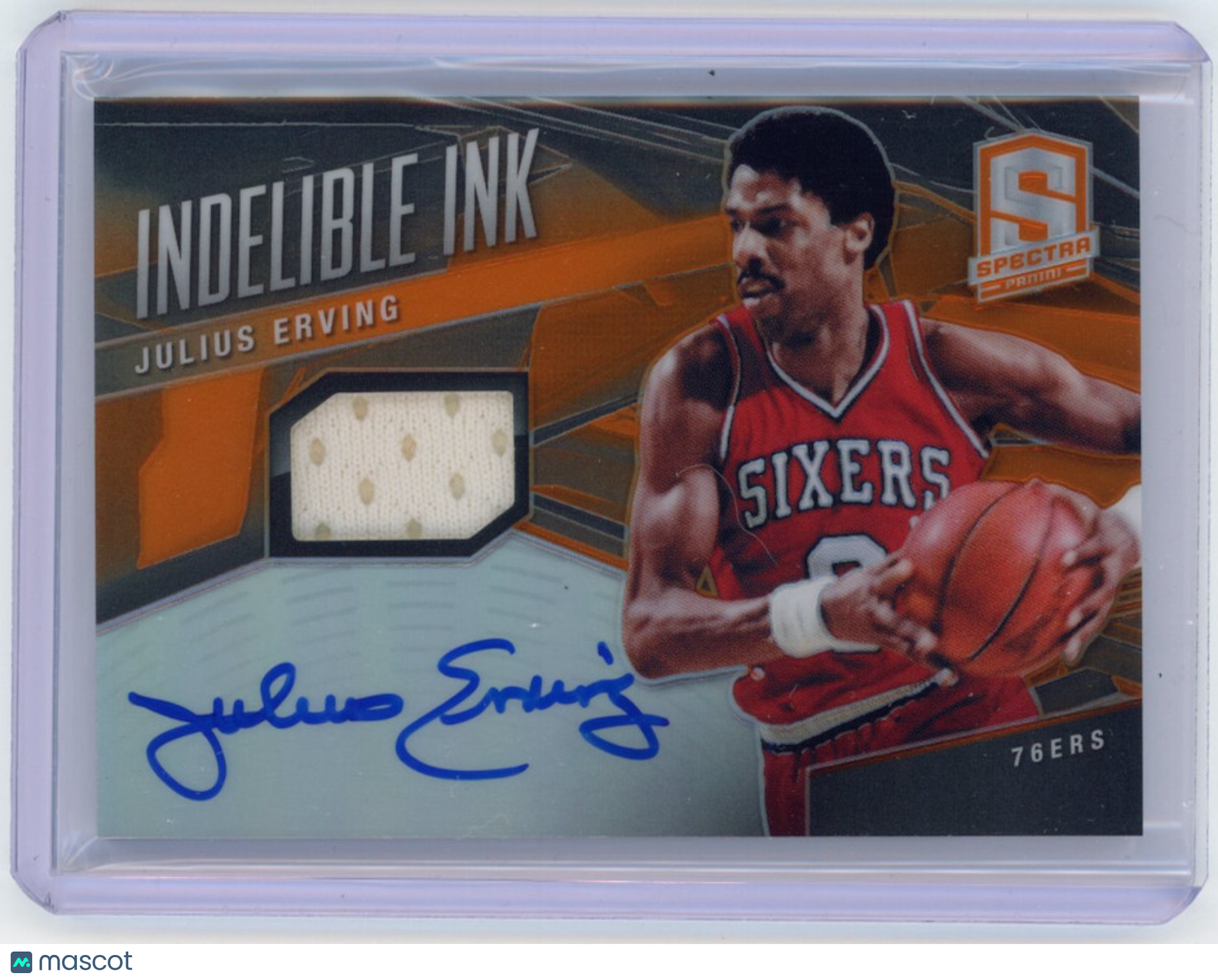 JULIUS ERVING 2013-14 Panini Spectra Indelible Ink Patch Auto /15 76ers #31