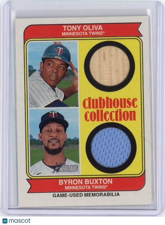 TONY OLIVA BYRON BUXTON 2023 Topps Heritage Dual Jersey Relic /74 Twins #CCDDB