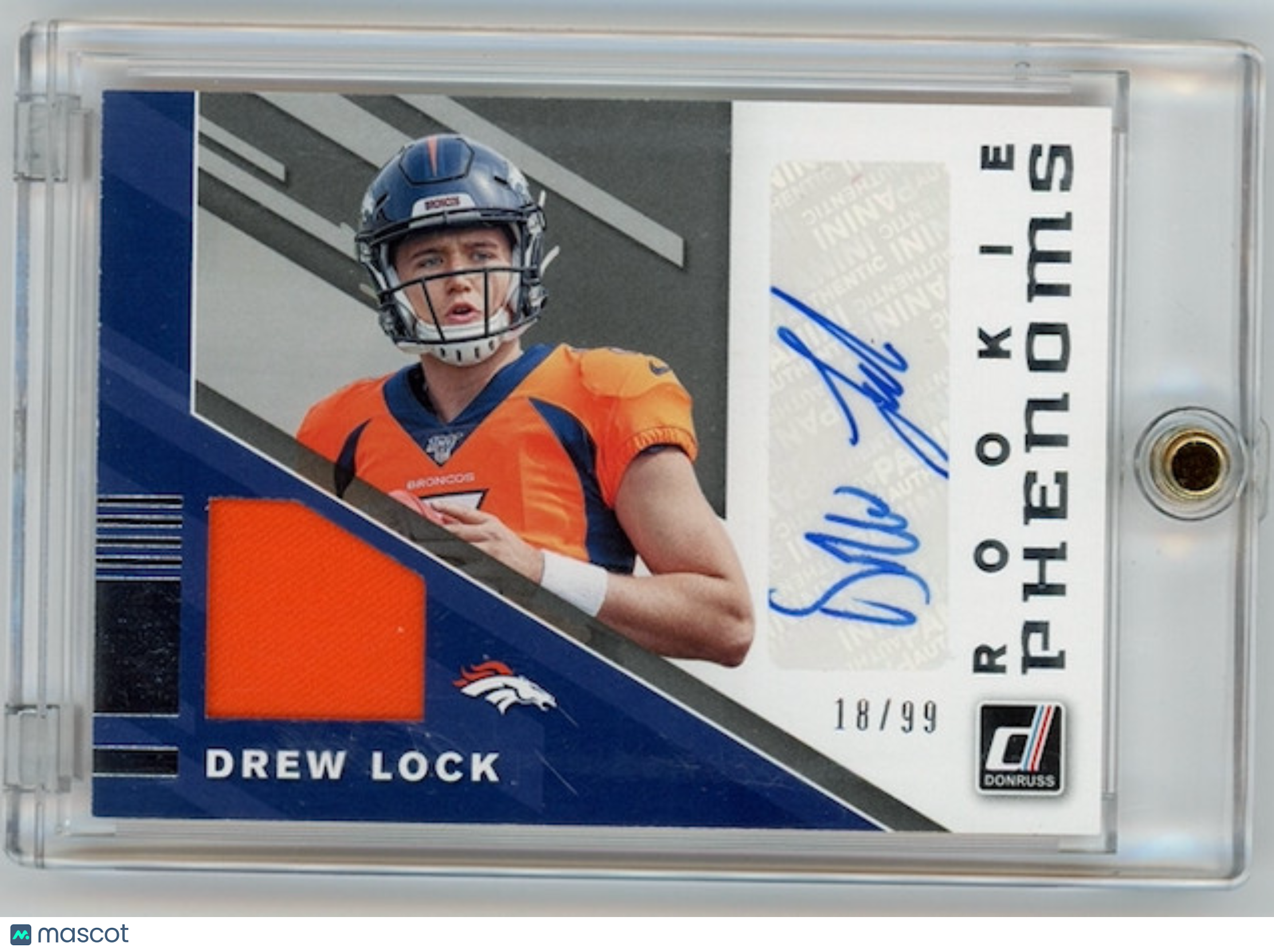 DREW LOCK 2019 Donruss Rookie Phenoms Patch Auto /99 Giants Autograph RPJ-3