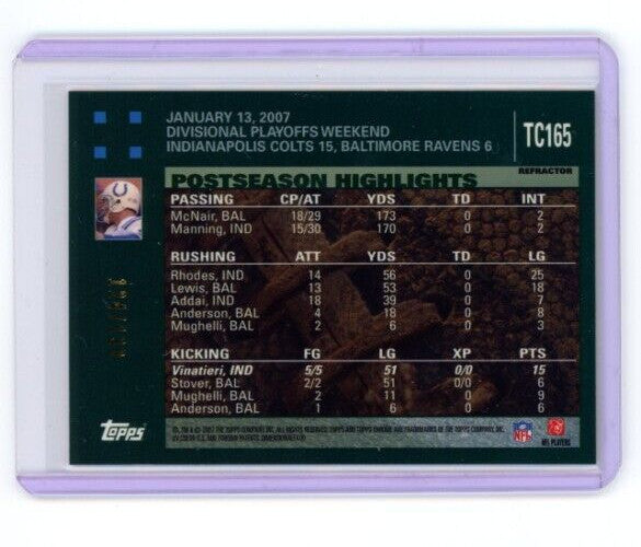 ADAM VINATIERI 2007 Topps Chrome Red Refractor Postseason /139 Colts #TC165