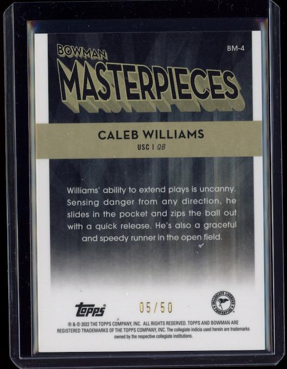 CALEB WILLIAMS 2022 Bowman's Best U Masterpieces Lava Refractor /50 FB