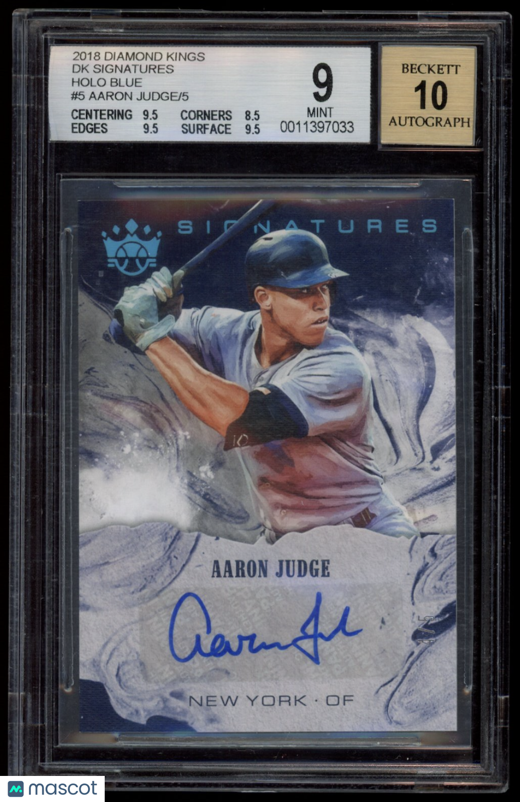 AARON JUDGE 2018 Panini Diamond Kings DK Signatures Auto Holo Blue /5 BGS 9 #5