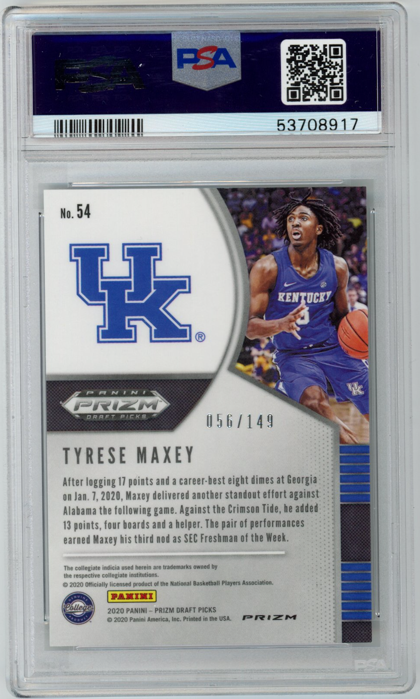 TYRESE MAXEY 2020-21 Panini Prizm Draft Picks Purple Ice Rookie /149 #54 PSA 10