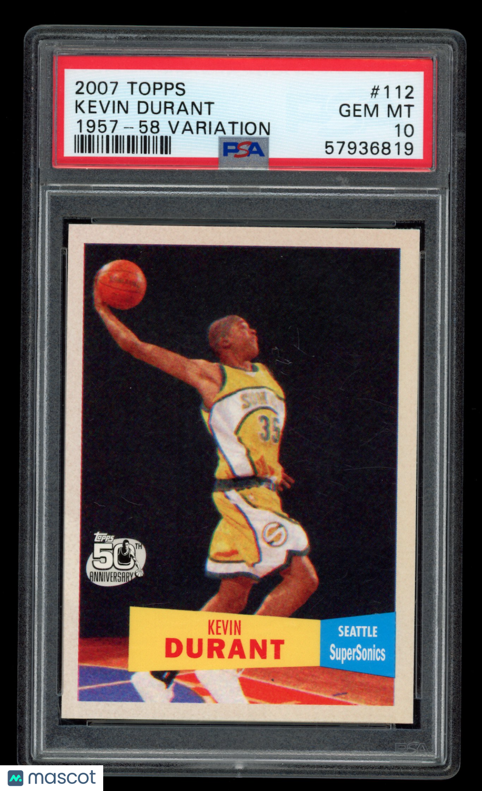 KEVIN DURANT 2007-08 Topps Rookie 1957-58 Variation #112 PSA 10 SuperSonics