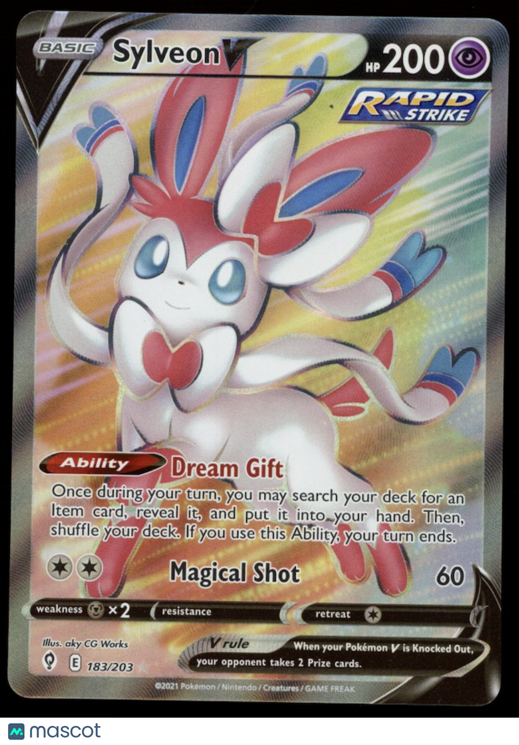 SYLVEON V 2021 Pokemon SWSH07 Evolving Skies Ultra Rare Full Art Holo #183/203
