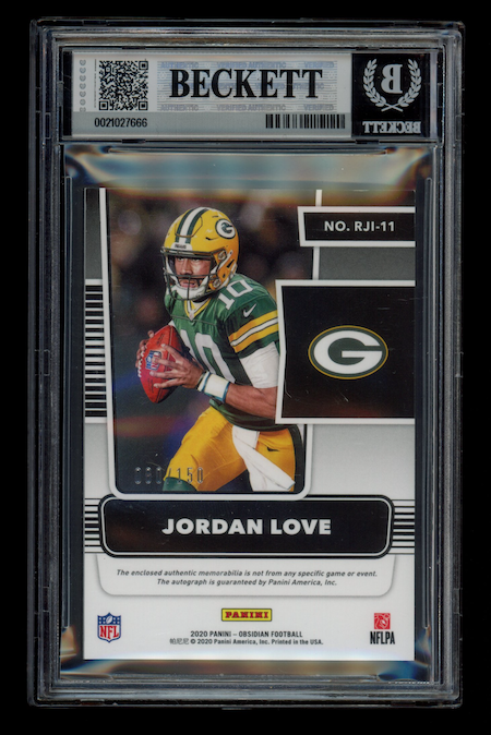 JORDAN LOVE 2020 Panini Obsidian Rookie Jersey Ink Patch Auto /150 #RJI-11 BGS 9