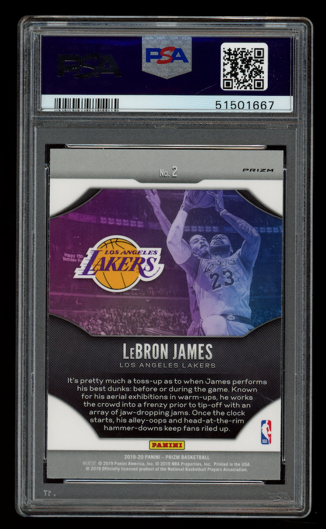 LEBRON JAMES 2019-20 Panini Prizm Fireworks Fast Break Disco #2 PSA 10 Lakers