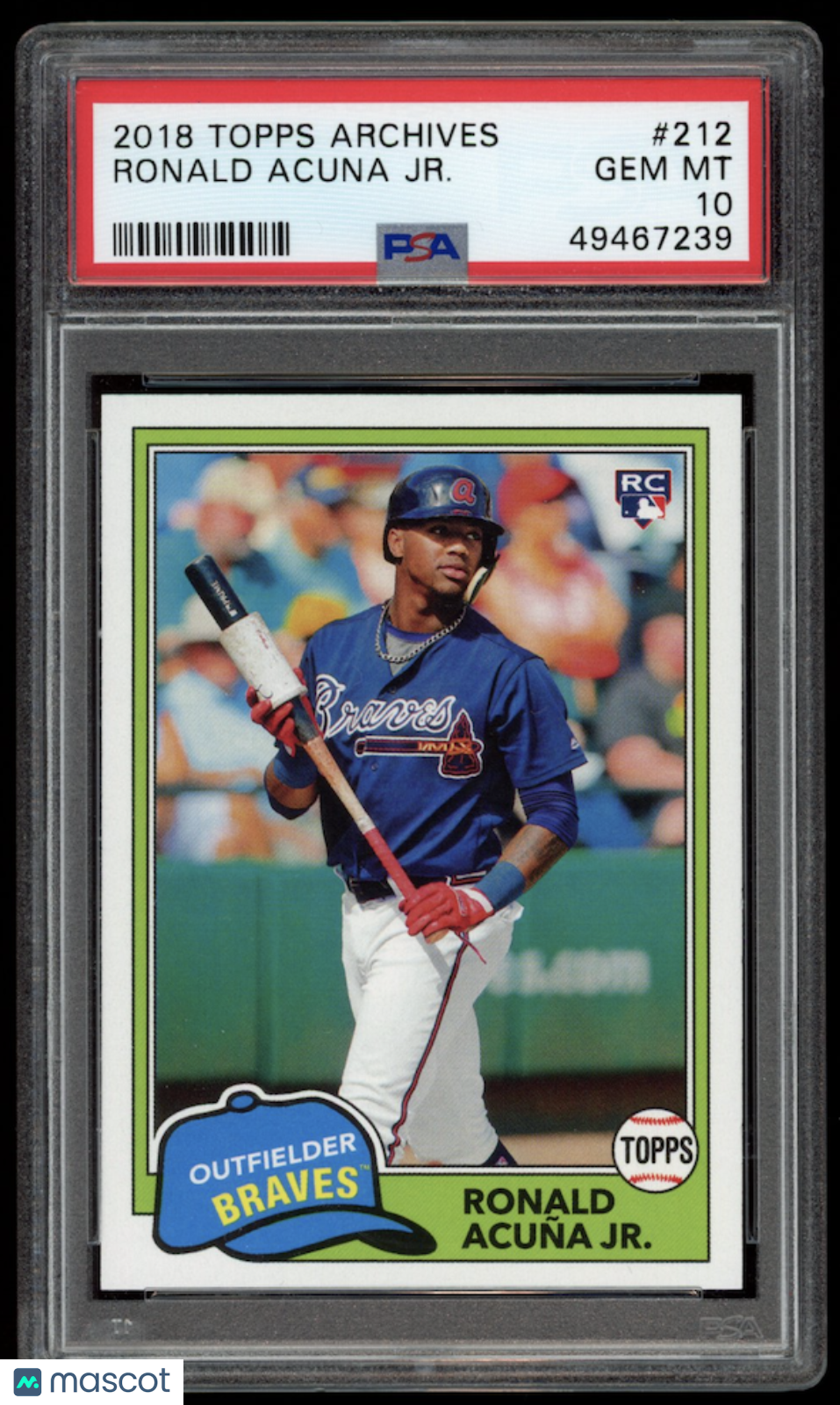 RONALD ACUNA JR. 2018 Topps Archives Rookie #212 PSA 10 Atlanta Braves