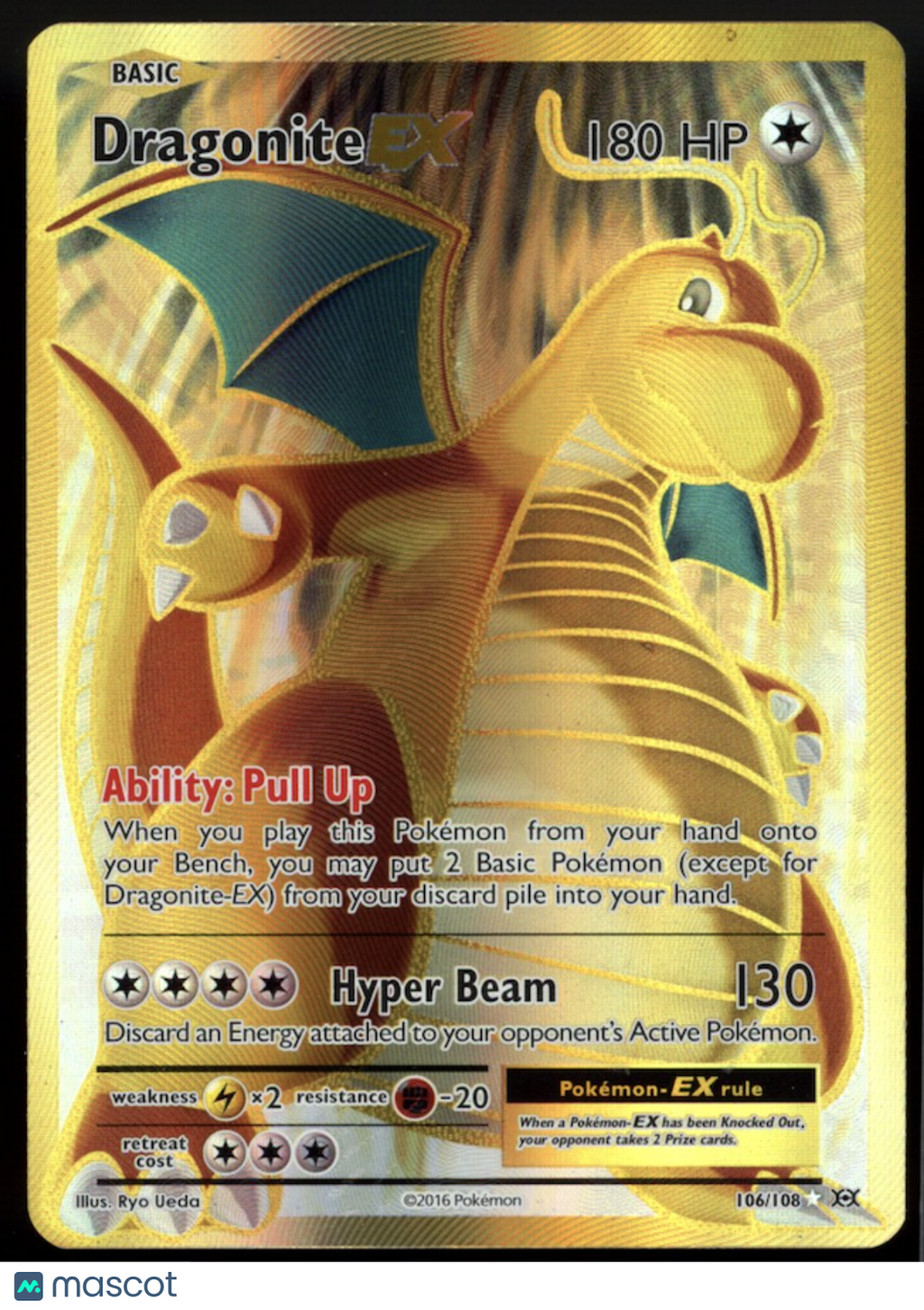 DRAGONITE EX 2016 Pokemon XY Evolutions Ultra Rare Holo Full Art #106/108