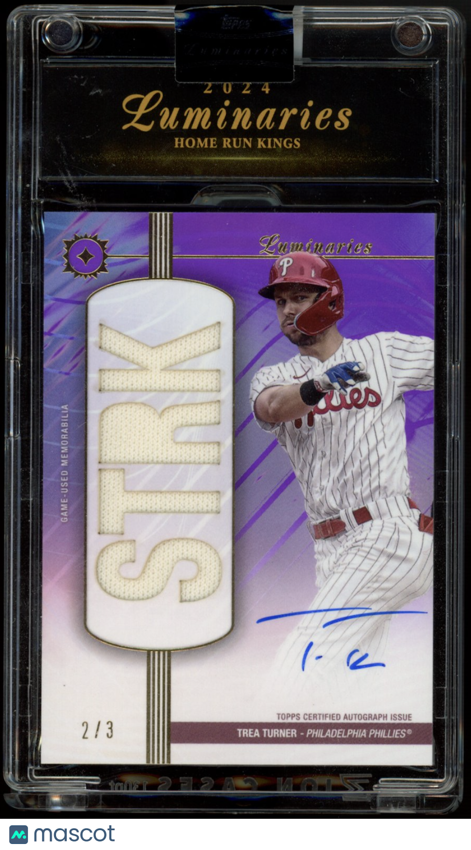 TREA TURNER 2024 Topps Luminaries Game Used Patch Auto Purple /3 Phillies