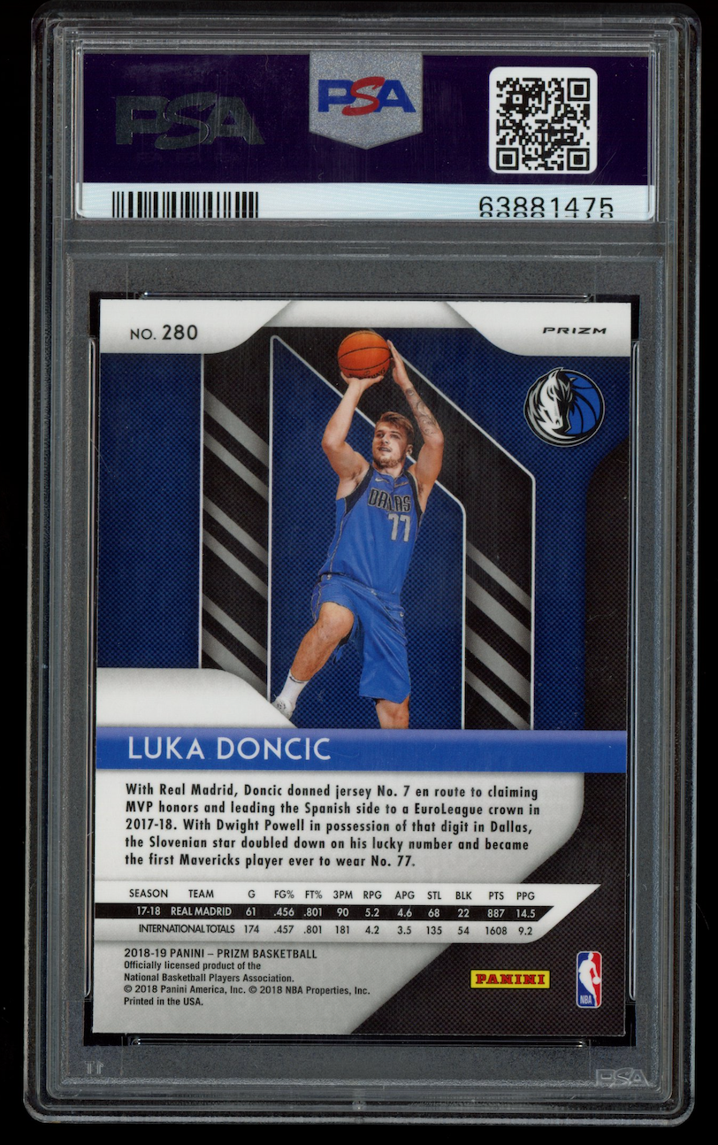 LUKA DONCIC 2018-19 Panini Prizm Rookie Ruby Wave #280 PSA 9 Mavericks