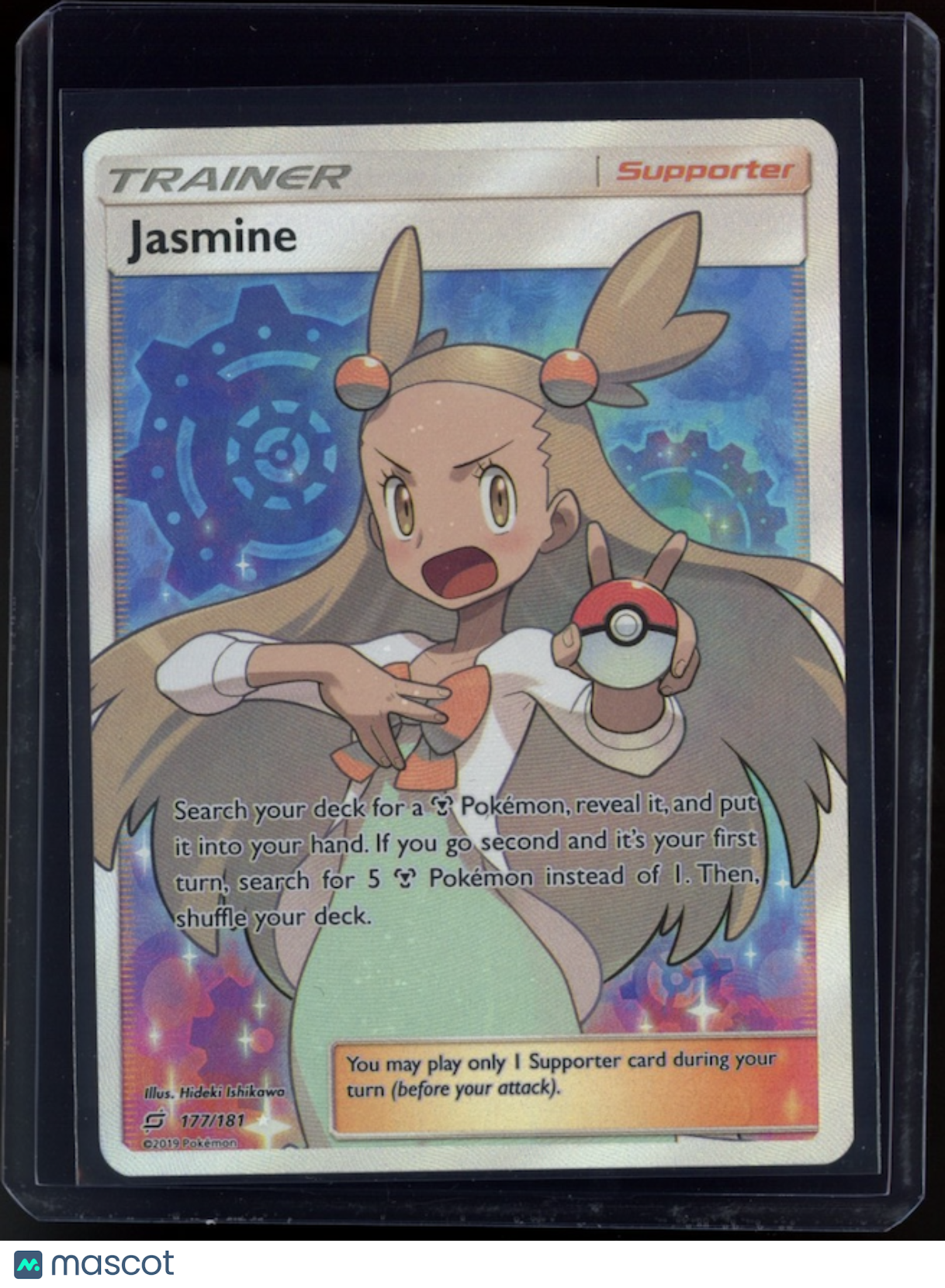 JASMINE 2019 Pokemon TCG Sun & Moon Team Up Holo 177/181 Trainer Full Art