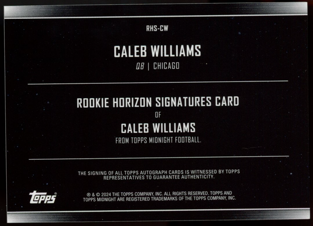 CALEB WILLIAMS 2024 Topps Midnight Rookie Horizon Auto Winter Solstice /35 Bears