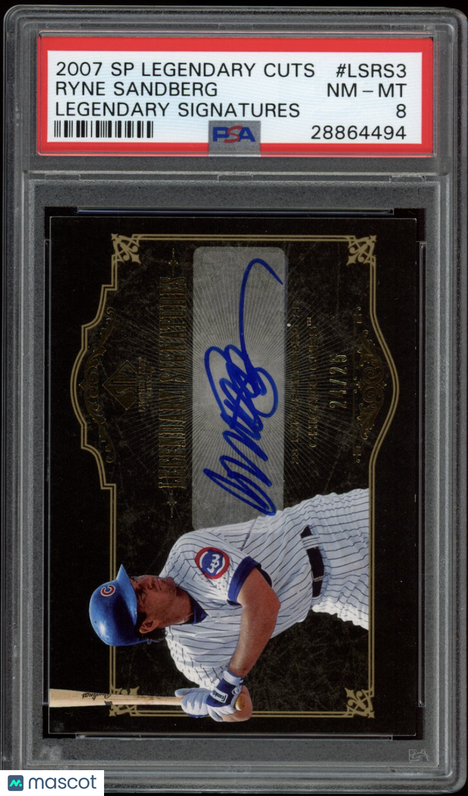 RYNE SANDBERG 2007 SP Legendary Cuts Legendary Signatures Auto #LSRS3 PSA 8 Cubs