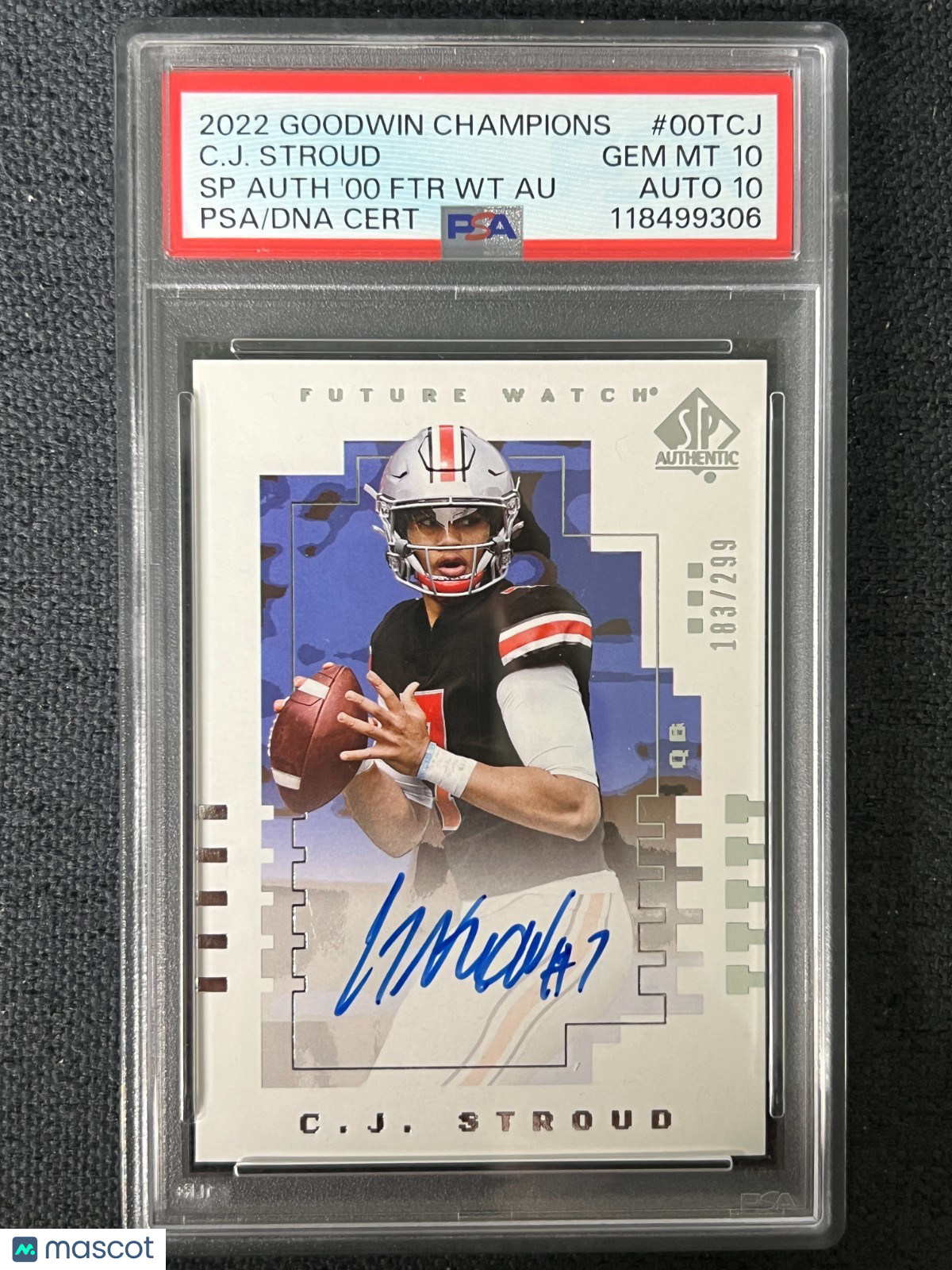 CJ STROUD 2022 UD Goodwin Champions SP Authentic Future Watch Auto /299 PSA 10