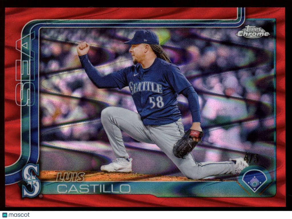 LUIS CASTILLO 2024 Topps Chrome Red Raywave Refractor /5 Mariners #69