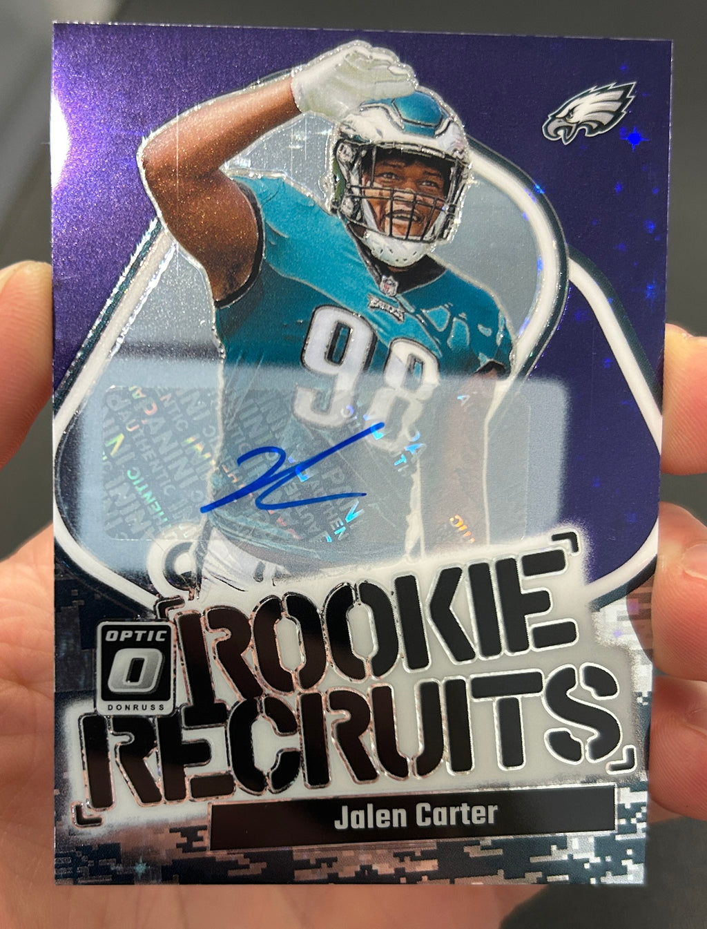 JALEN CARTER 2023 Panini Donruss Optic Rookie Recruits Auto Purple Stars /25