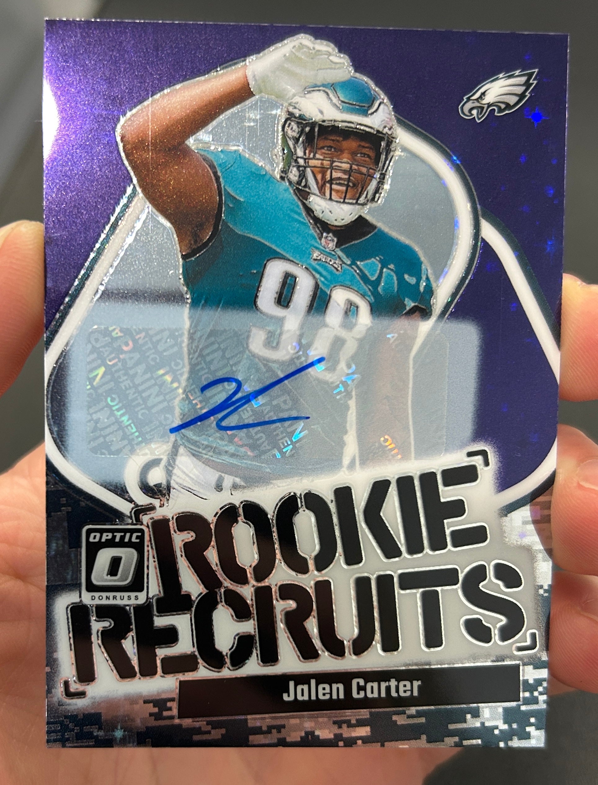 JALEN CARTER 2023 Panini Donruss Optic Rookie Recruits Auto Purple Stars /25