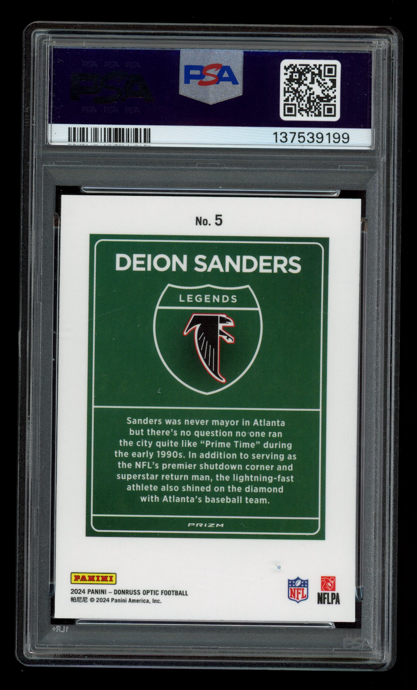 DEION SANDERS 2024 Panini Donruss Optic Downtown Legends Case Hit SSP #5 PSA 9