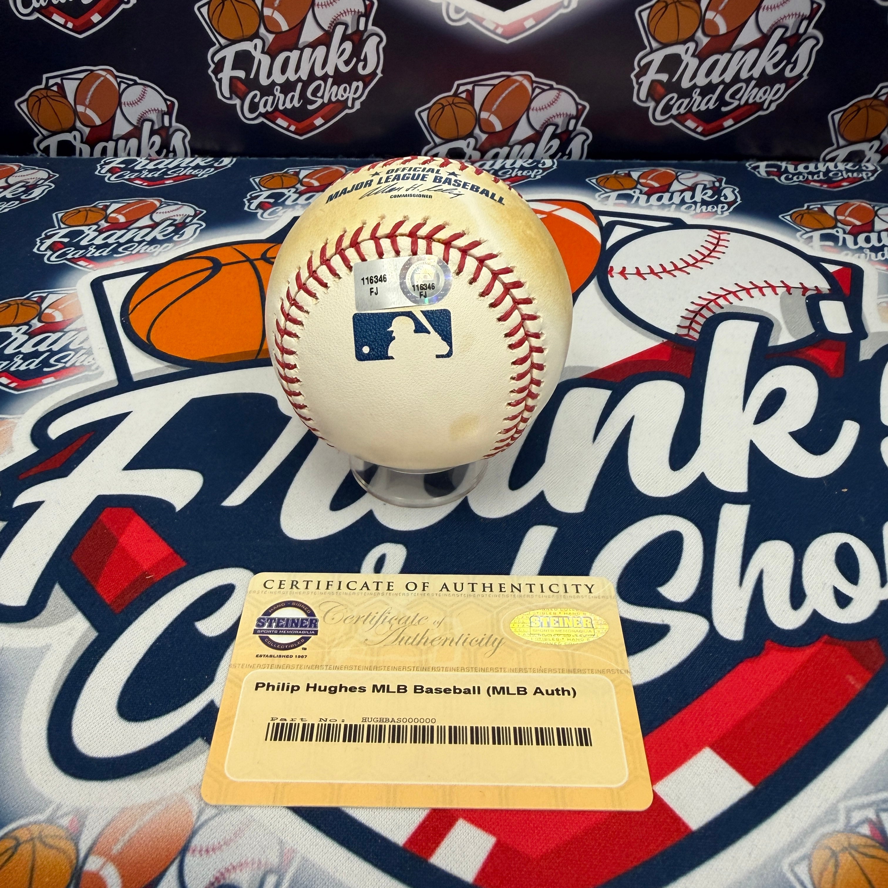 PHIL HUGHES Signed Ball Rawlings Official Major League Baseball Steiner MLB COA