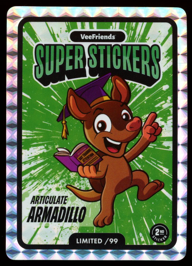 ARTICULATE ARMADILLO 2025 VeeFriends Super Stickers Manga Green Limited /99