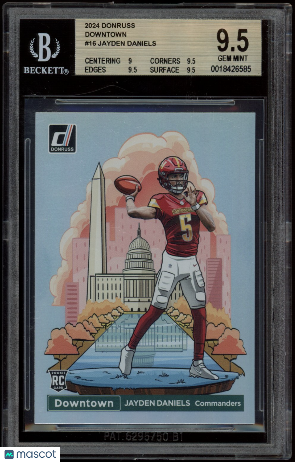 JAYDEN DANIELS 2024 Panini Donruss Downtown Rookie Case Hit SSP #16 BGS 9.5