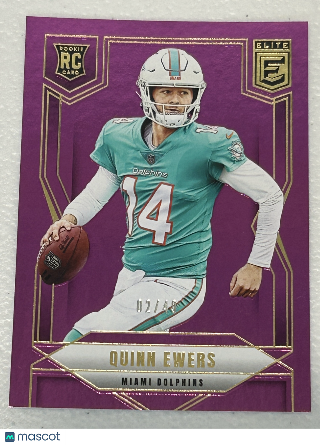 QUINN EWERS 2025 Panini Donruss Elite Rookie Purple /49 #116 Miami Dolphins