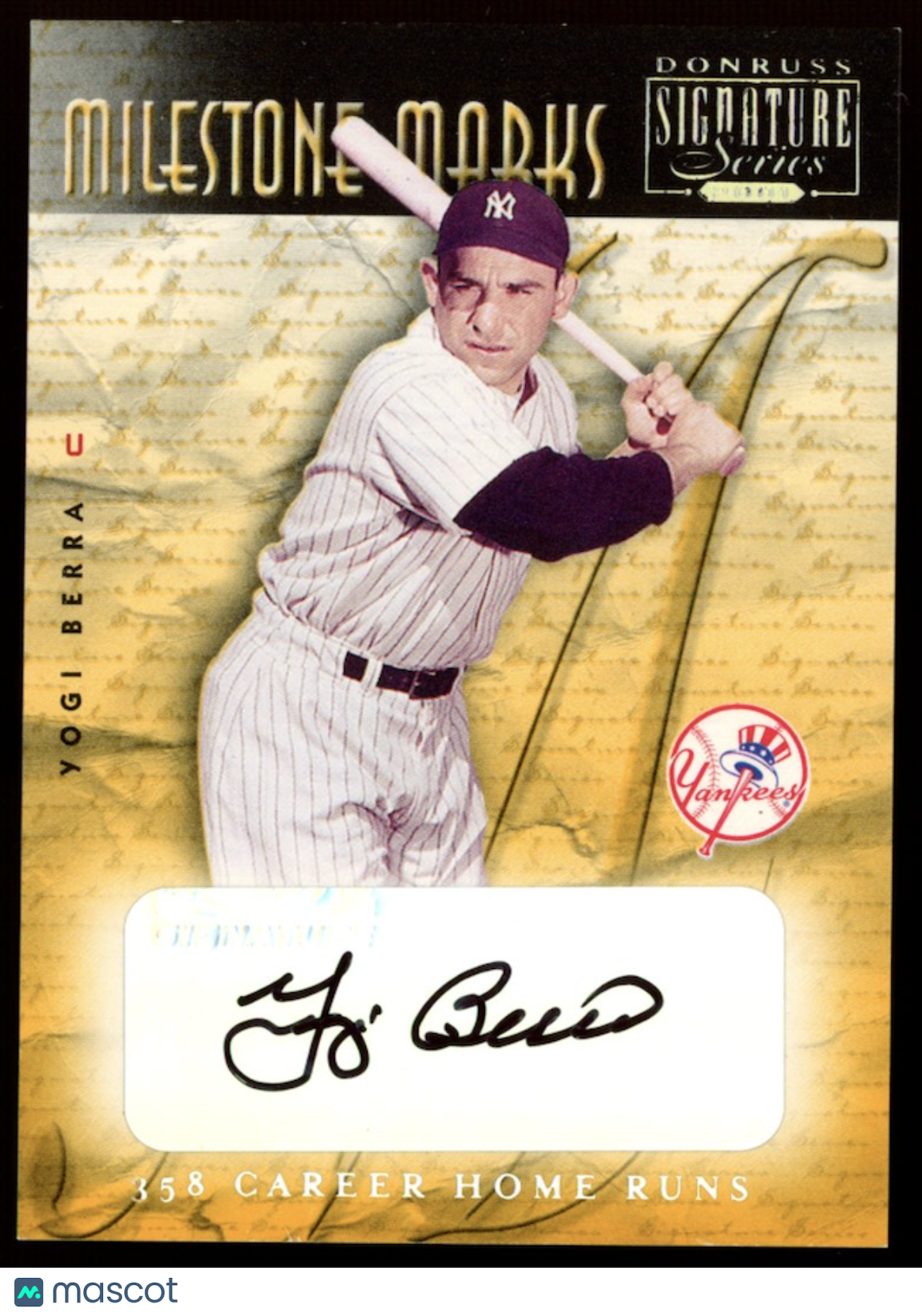 YOGI BERRA 2001 Donruss Signature Series Milestone Marks #U-1 Auto /120 Yankees