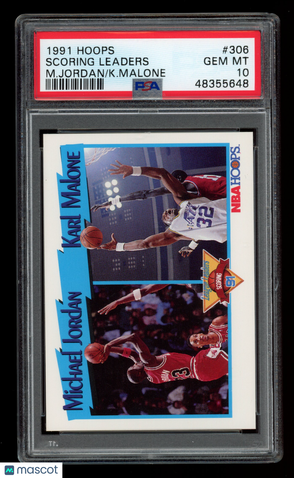 MICHAEL JORDAN KARL MALONE 1991-92 Hoops Scoring Leaders #306 PSA 10 Bulls Jazz