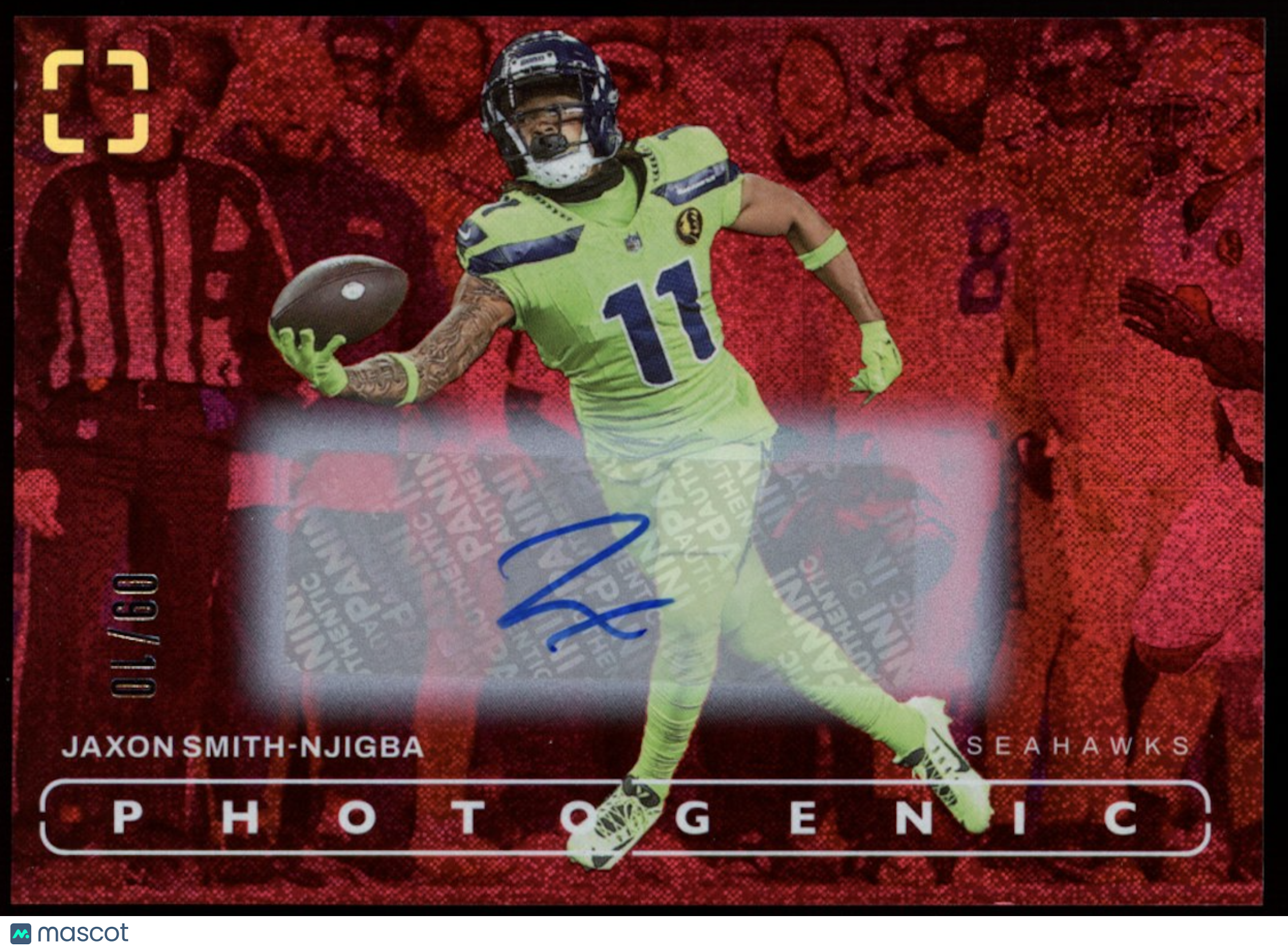 JAXON SMITH-NJIGBA 2024 Panini Photogenic Red Glitter Auto /10 #62 Seahawks