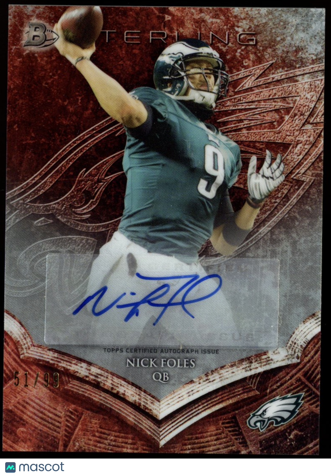 NICK FOLES 2014 Bowman Sterling Bronze Auto /99 #BSA-NF Eagles Autograph