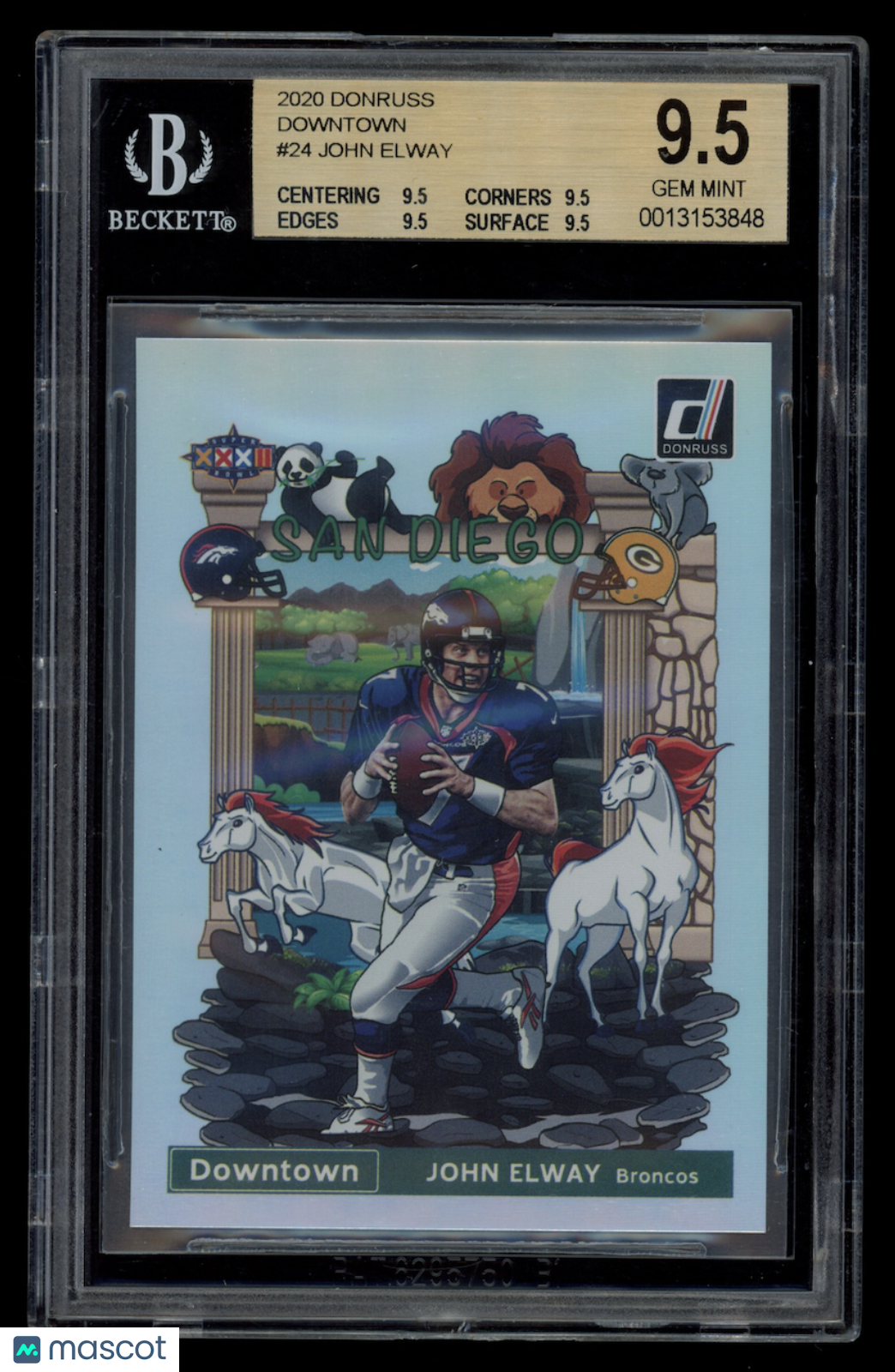 JOHN ELWAY 2020 Panini Donruss Downtown Case Hit SSP #24 BGS 9.5 Broncos