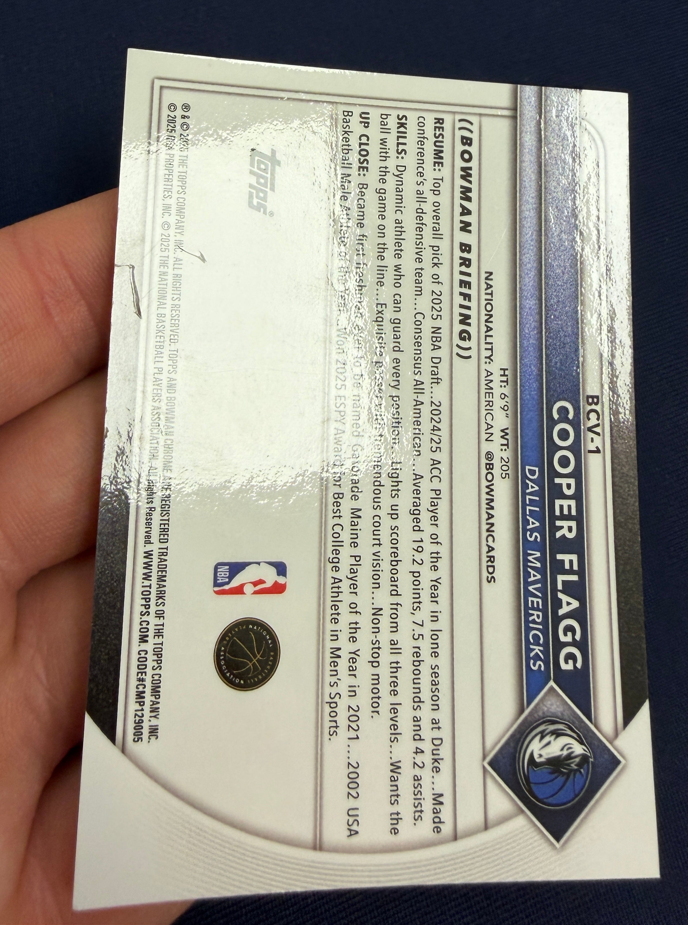 COOPER FLAGG 2025-26 Bowman Chrome Variation Rookie Rose Gold /15 #BCV-1