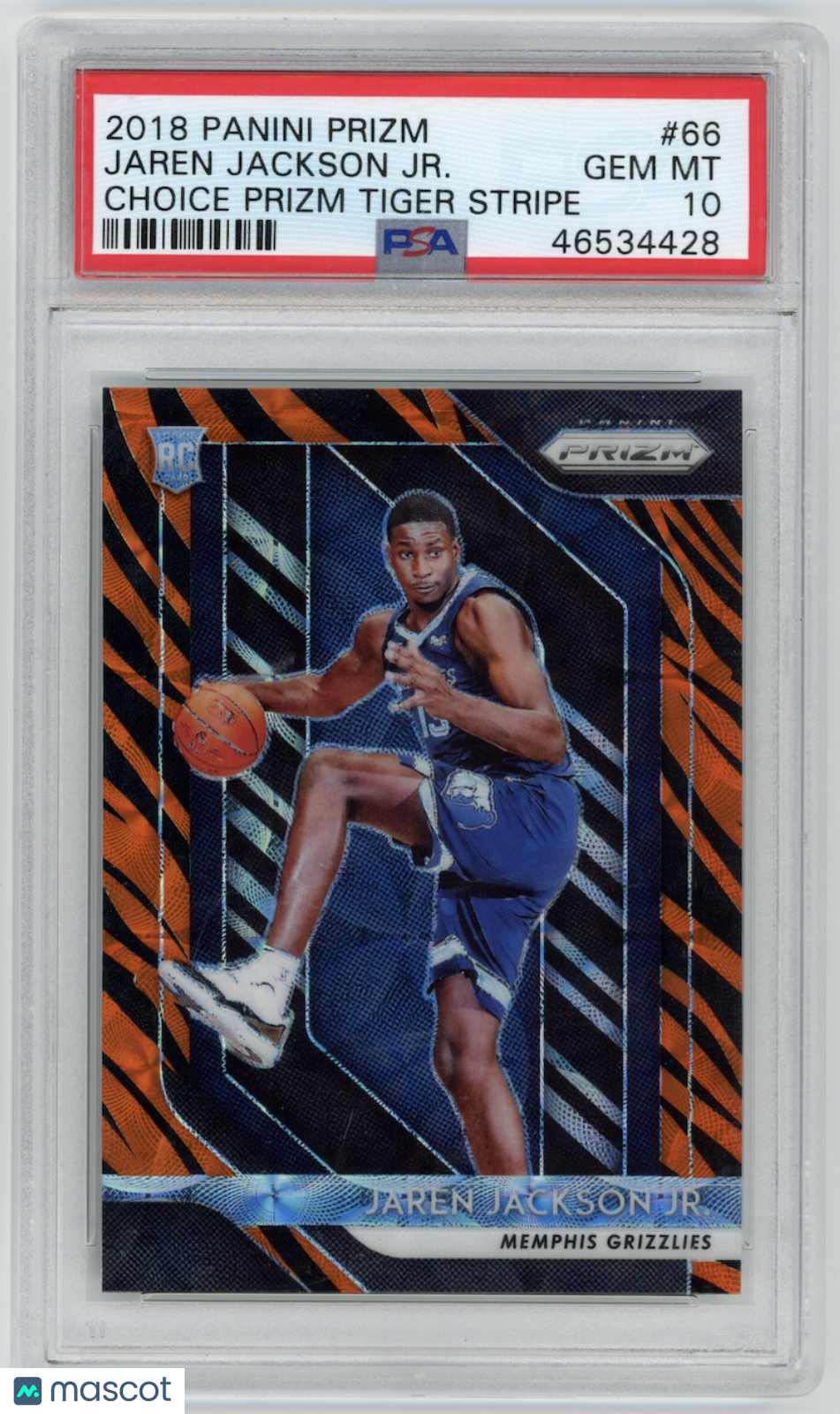 JAREN JACKSON JR. 2018 Panini Prizm Choice Rookie Tiger Stripe SSP #66 PSA 10