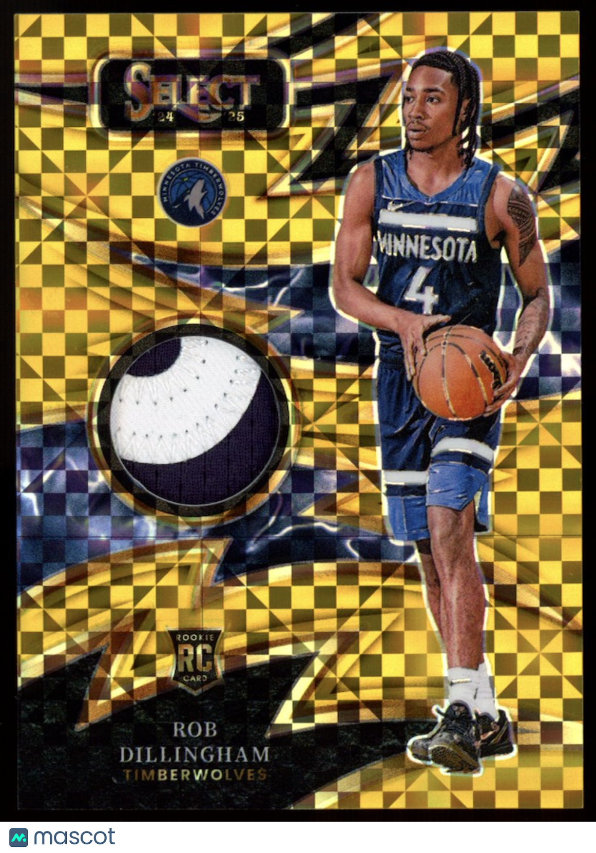 ROB DILLINGHAM 2024-25 Panini Select Sparks Patch Gold Prizm /10 Rookie