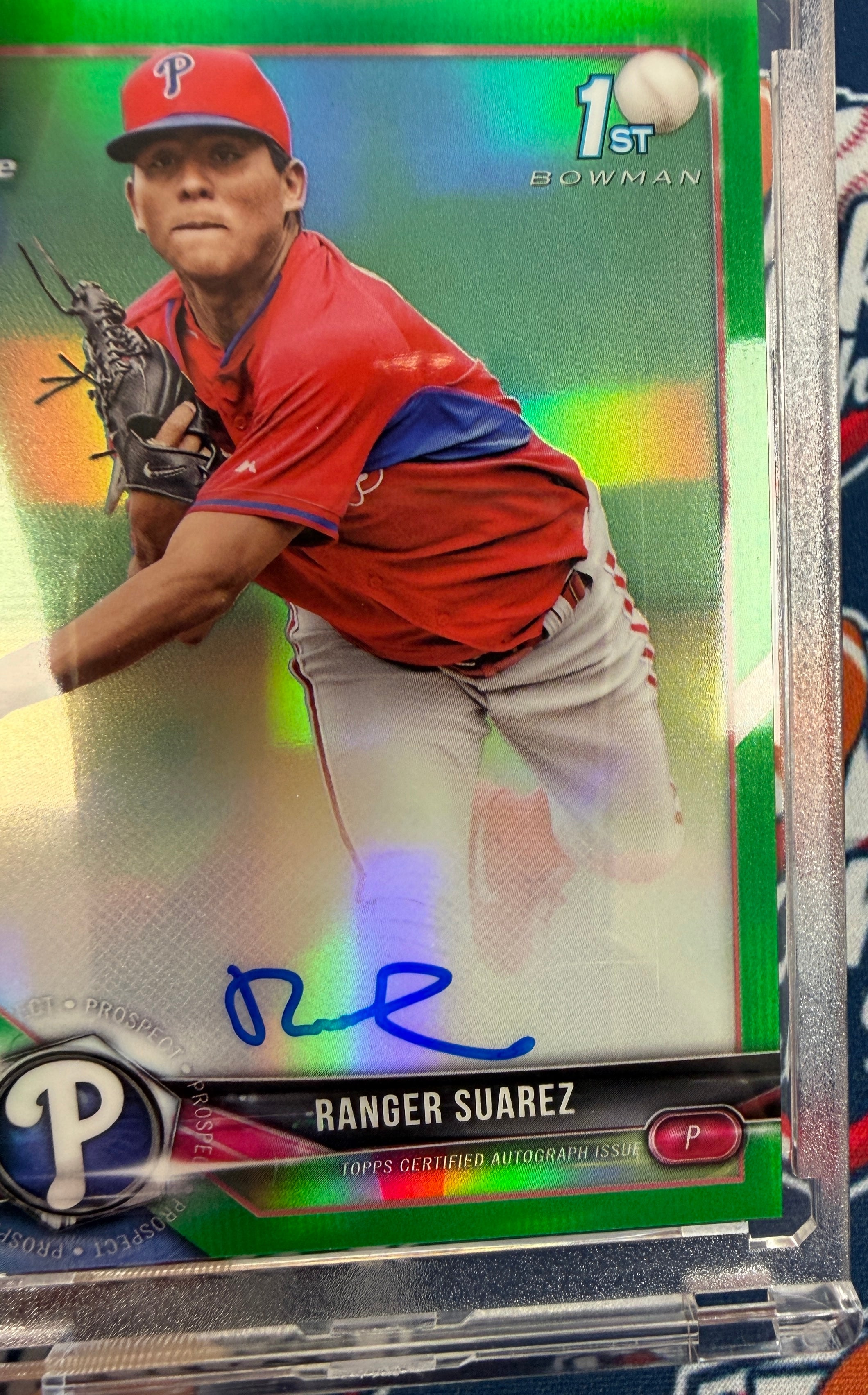 RANGER SUAREZ 2018 Bowman Chrome 1st Auto Green Refractor /99 #CPA-RS Phillies