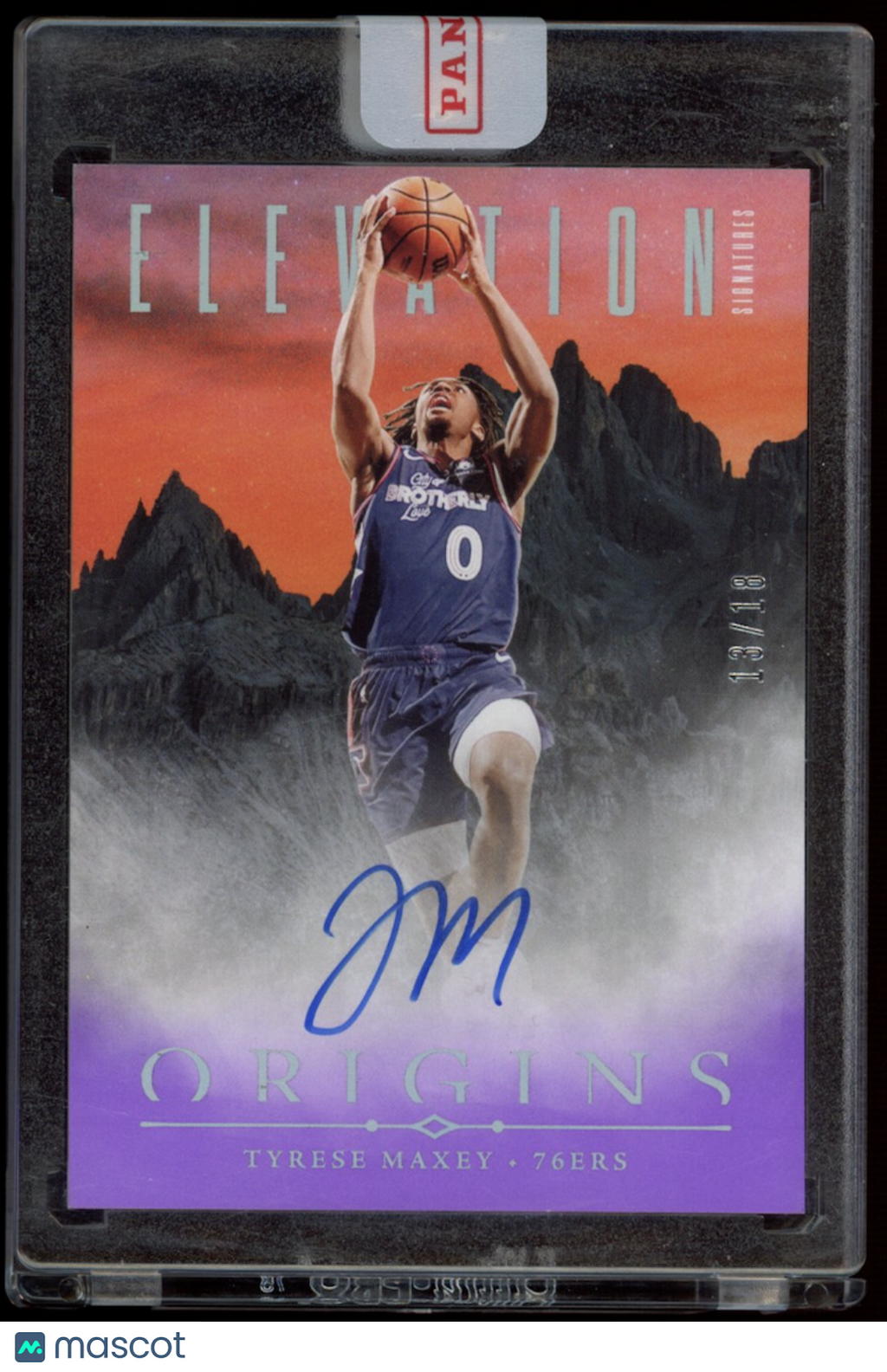 TYRESE MAXEY 2024-25 Panini Origins Elevation Signatures Auto Purple FOTL /18