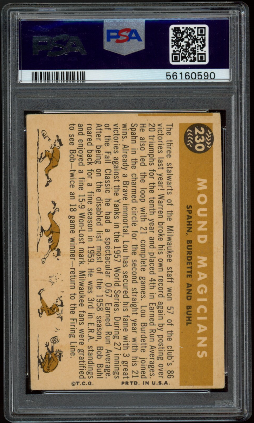 MOUND MAGICIANS 1960 Topps #230 Burdette Warren Spahn Buhl PSA 4 Braves
