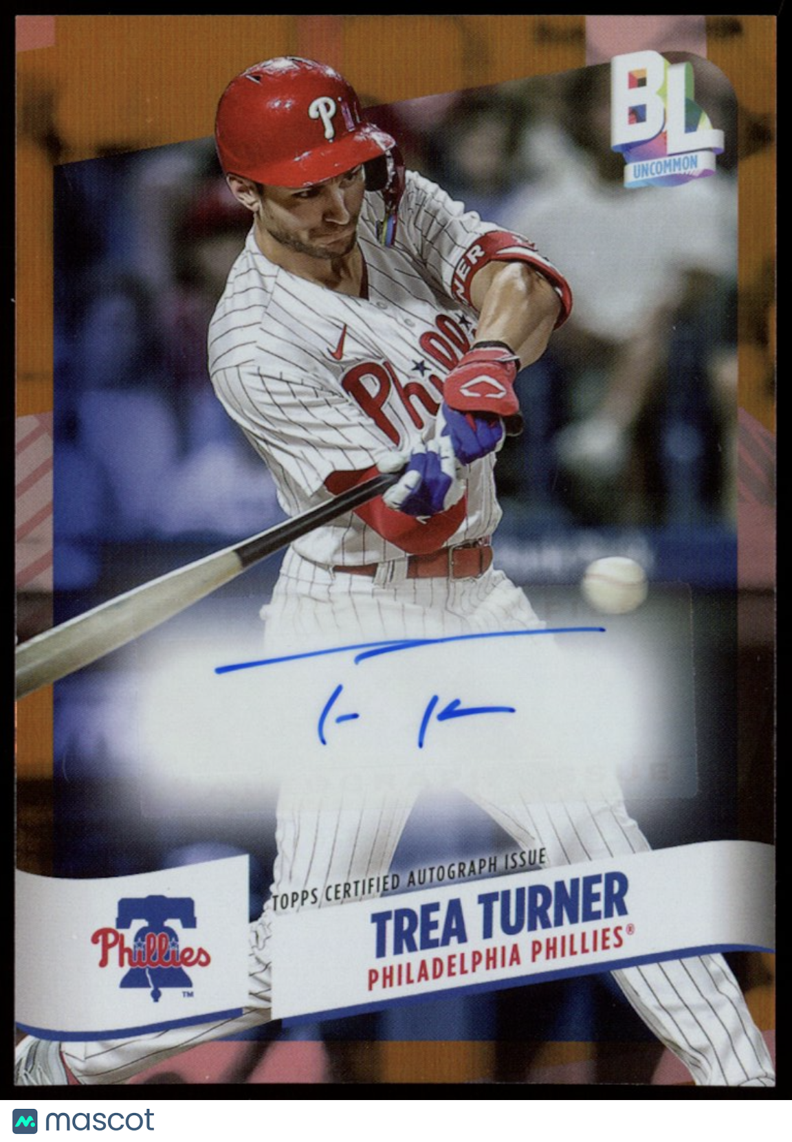 TREA TURNER 2024 Topps Big League Electric Orange Foil Auto #BEF-TT Phillies