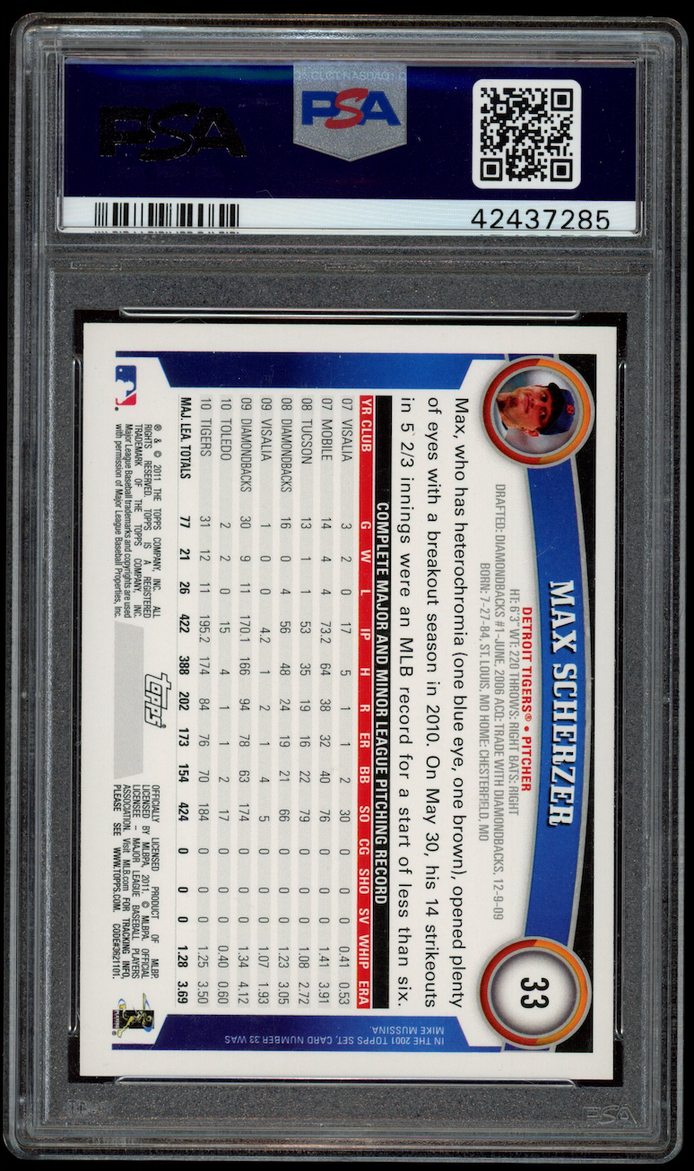 MAX SCHERZER 2011 Topps Series 1 Diamond Anniversary #33 PSA 10 Tigers