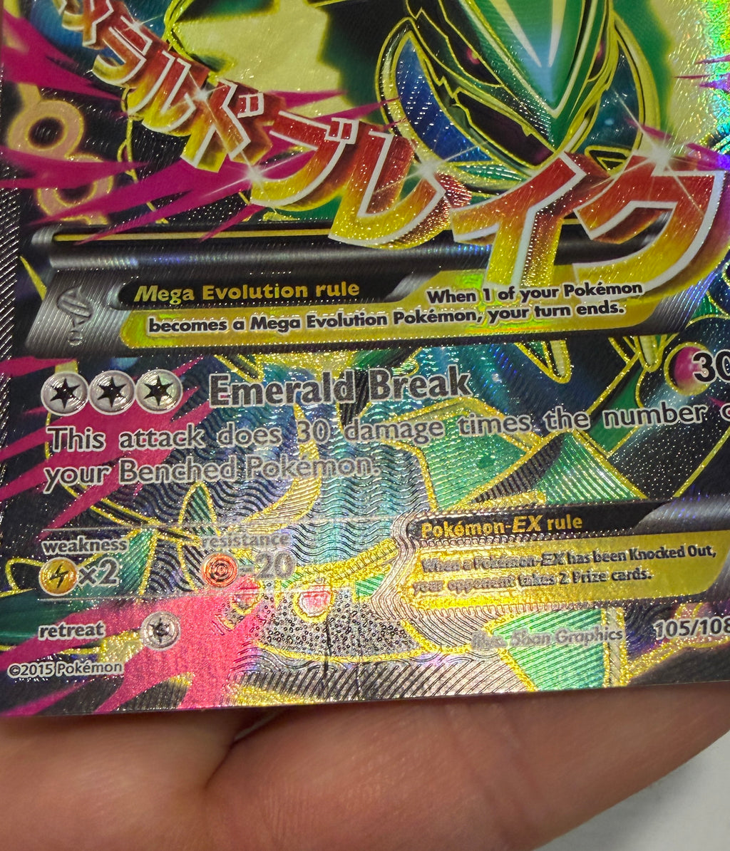 MEGA M RAYQUAZA EX 2015 Pokemon Roaring Skies Ultra Rare Full Art #105/108