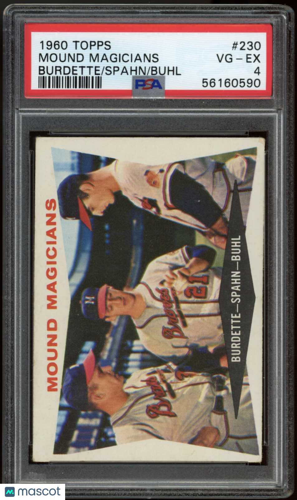 MOUND MAGICIANS 1960 Topps #230 Burdette Warren Spahn Buhl PSA 4 Braves