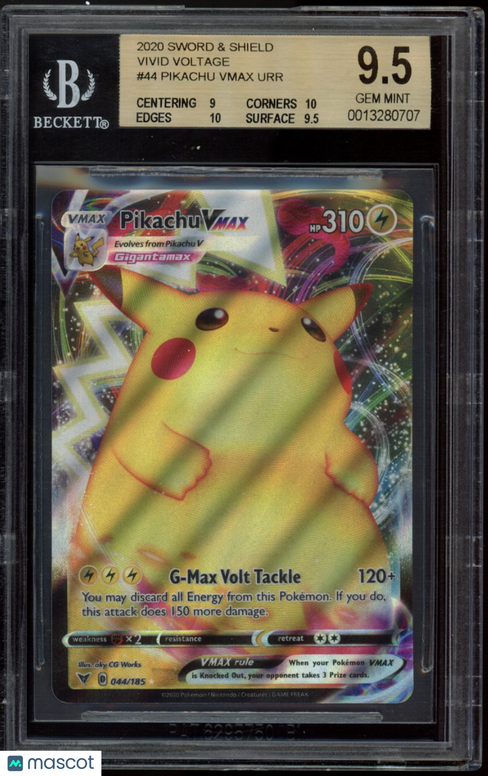 PIKACHU VMAX 2020 Pokemon Sword and Shield Vivid Voltage #44 Full Art BGS 9.5