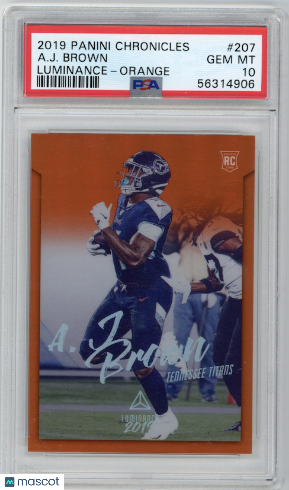 AJ A.J. BROWN 2019 Panini Chronicles Luminance Rookie Orange /25 PSA 10 #207